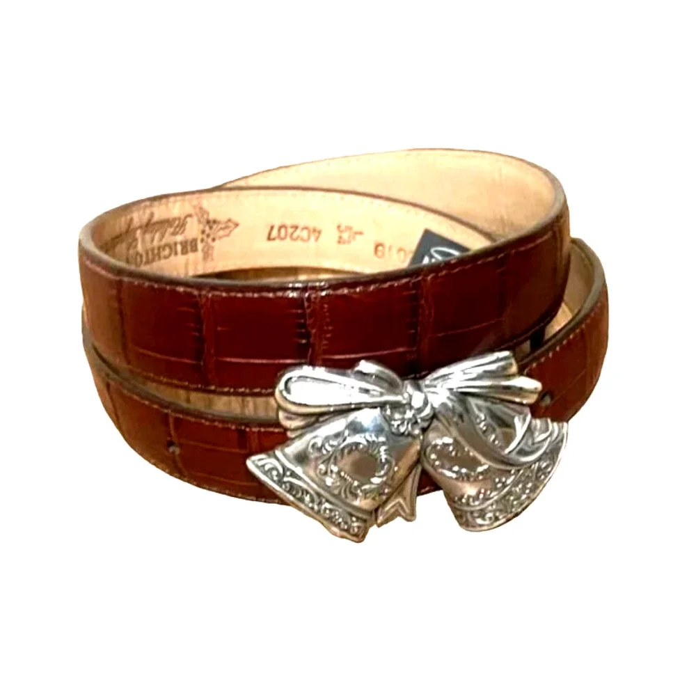 Brighton Collection Holiday Signature Series Christmas Bells Leather Belt sz L